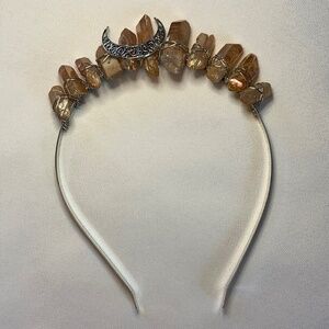 NIP! Genuine Dyed Quartz Crystal Crowns with Silver Tone Findings & Moon!